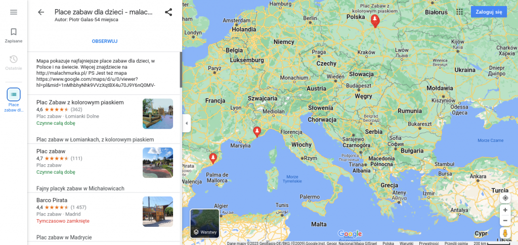 Mapy Google pozwalają dodać do obserwowanych interesujące nas listy
